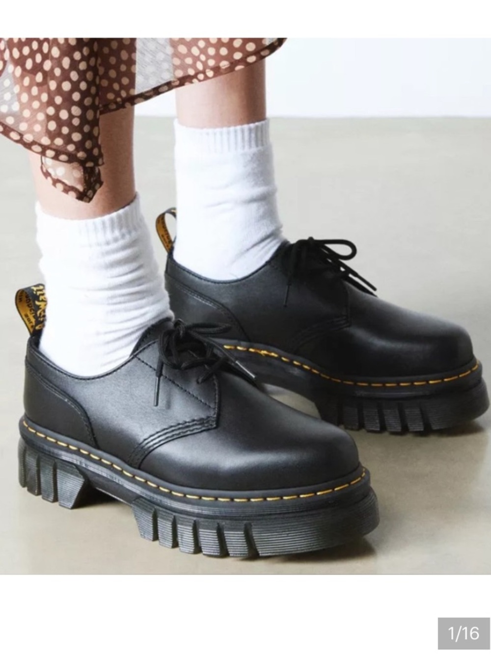 NEW DR MARTENS BLACK AUDRICK NAPPA LEATHER PLATFORM SHOES SZ 9